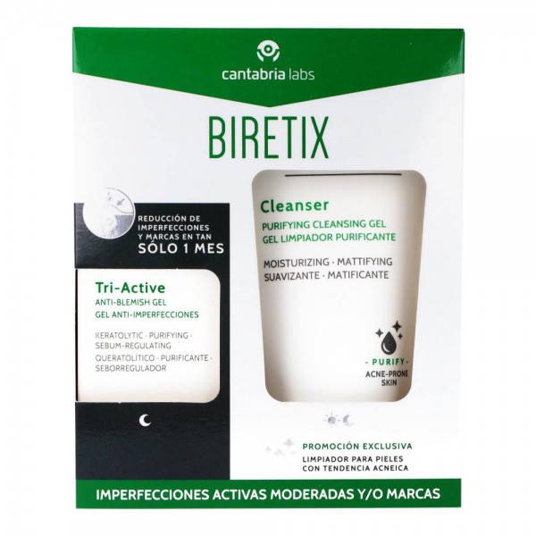 biretix tri active gel anti imperfecciones 50ml limpiador 150ml